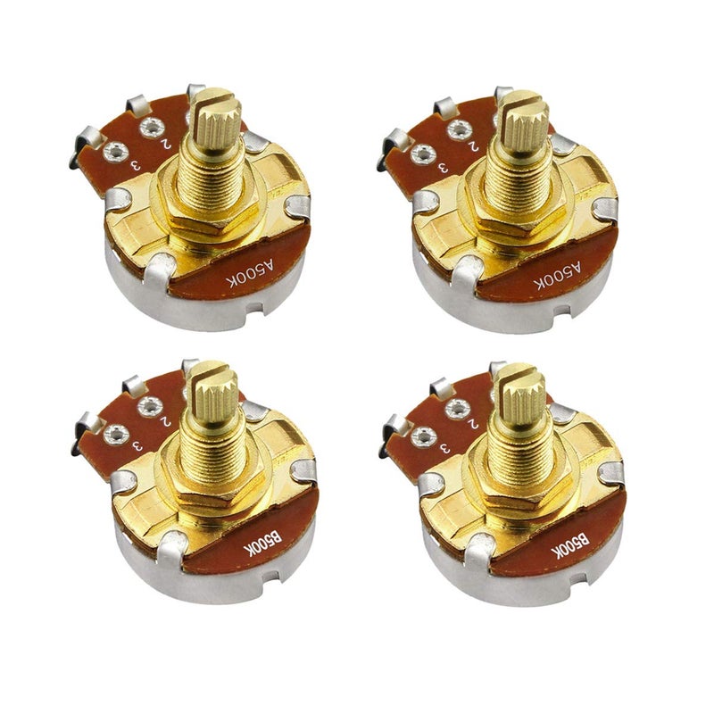 FLEOR 4pcs A500K Guitar Pots L18mm Shaft Audio Taper Volume Potentiometer,Golden Color - Image 1